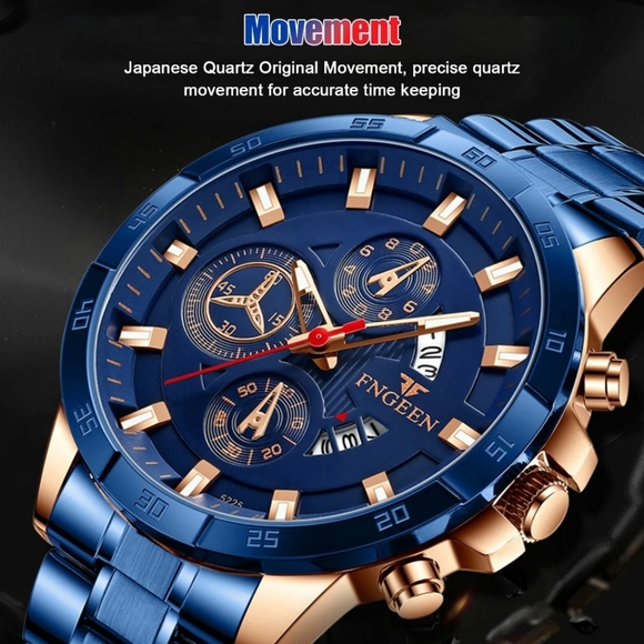 Mens Stainless Steel Multifunction Waterproof Watch - Picture 2 of 6